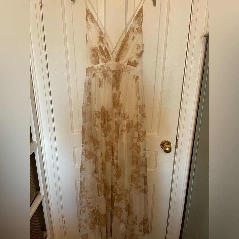 Chelsea organza maxi dress size L with cross back & adjustable straps